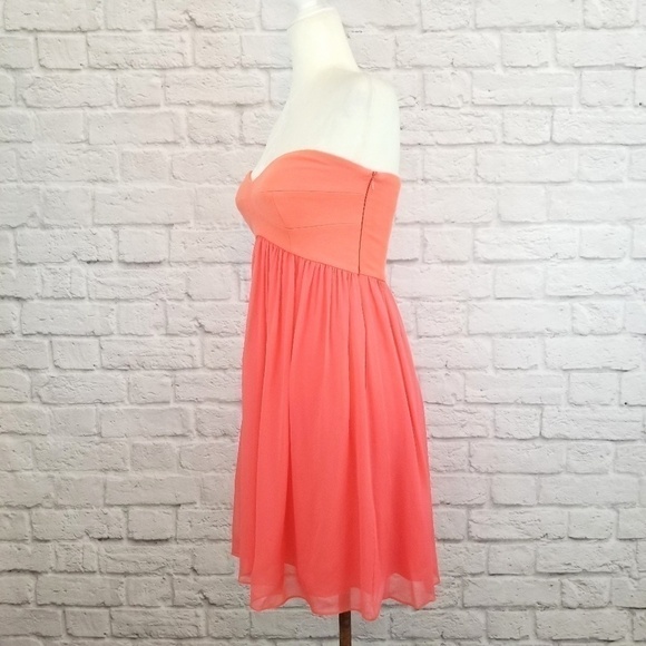 Diane Von Furstenberg coral strapless chiffon short dress women's size 2 Y2K - Picture 3 of 9